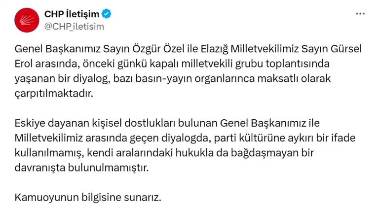 CHP'de Özel-Erol Tartışması: Parti Açıklama Yaptı