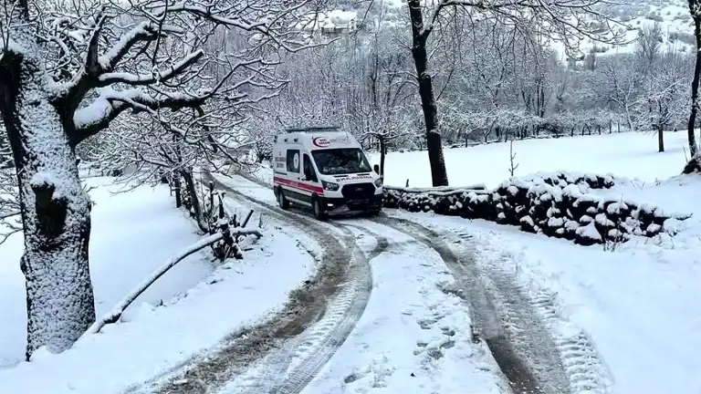 Elazığ'da Kar Yağışı: Mahsur Kalan Hasta Kurtarıldı