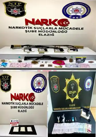 Elazığ'da Uyuşturucu Operasyonu: 12 Gözaltı, Silah ve Uyuşturucu Ele Geçirildi